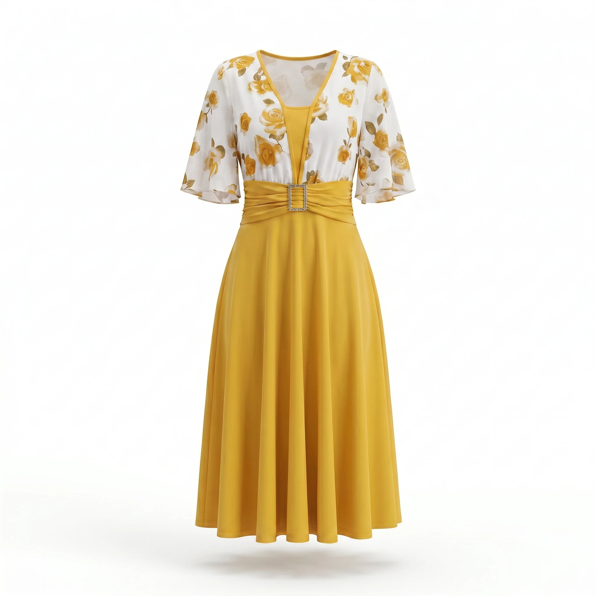Floral Buckle Midi Dress WHD0605143-LF2546
