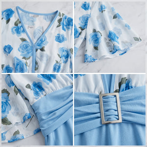 Floral Buckle Midi Dress WHD0605143-LF2546