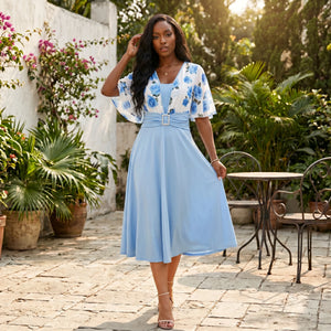 Floral Buckle Midi Dress WHD0605143-LF2546