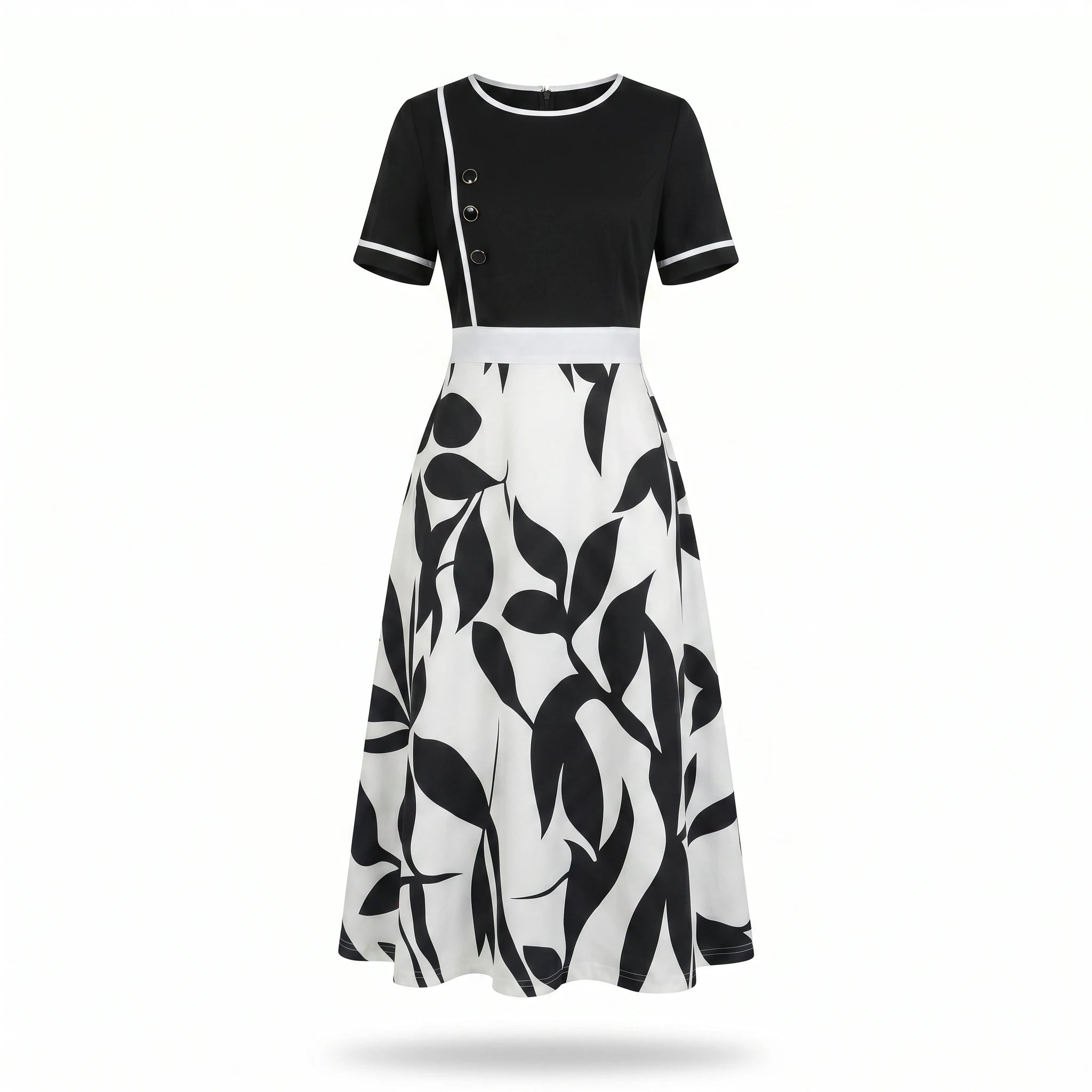 Botanical Contrast Midi Dress WHD0605144-LF2545