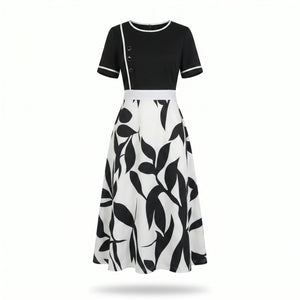 Botanical Contrast Midi Dress WHD0605144-LF2545
