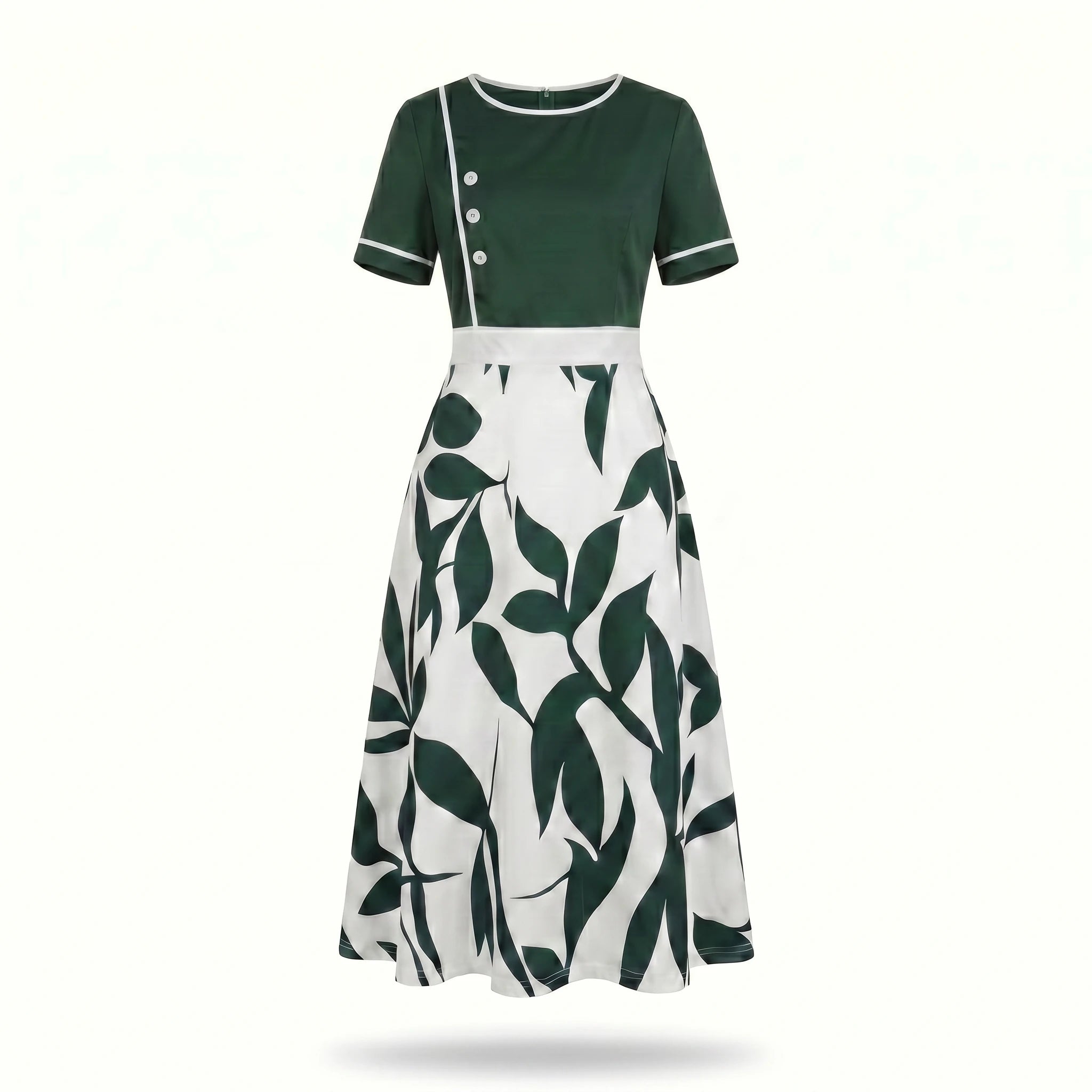 Botanical Contrast Midi Dress WHD0605144-LF2545