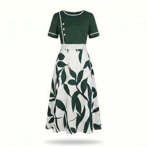 Botanical Contrast Midi Dress WHD0605144-LF2545