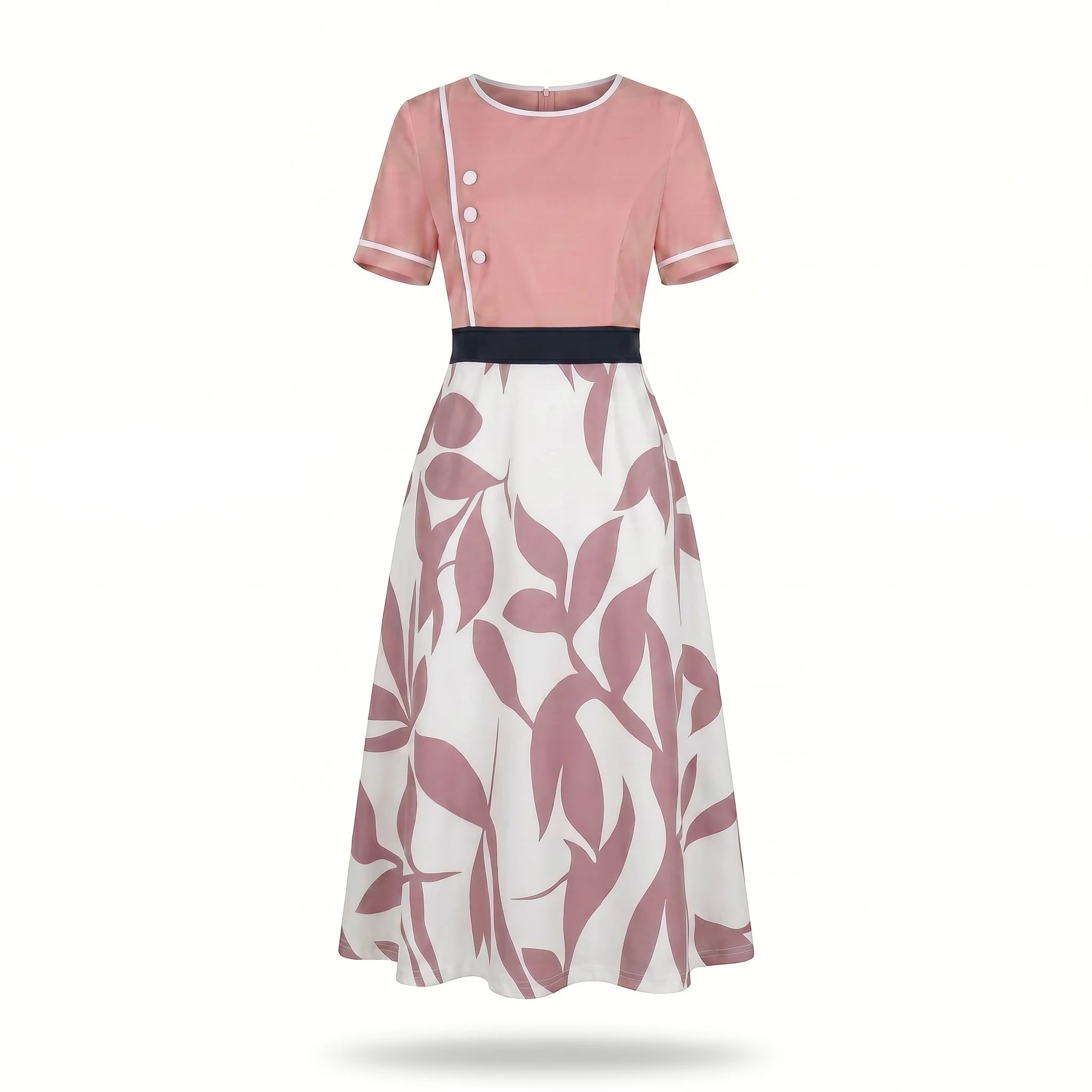 Botanical Contrast Midi Dress WHD0605144-LF2545