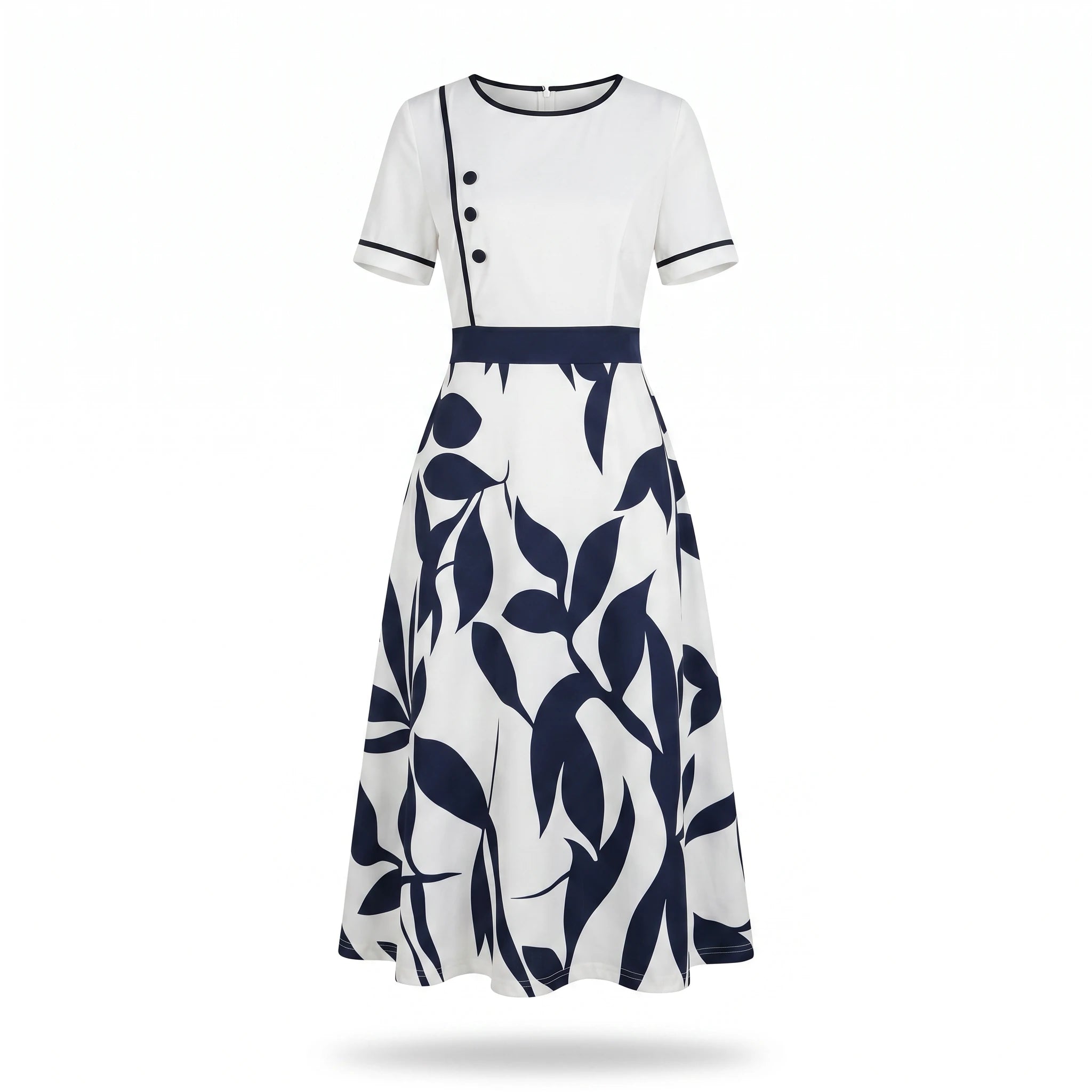 Botanical Contrast Midi Dress WHD0605144-LF2545