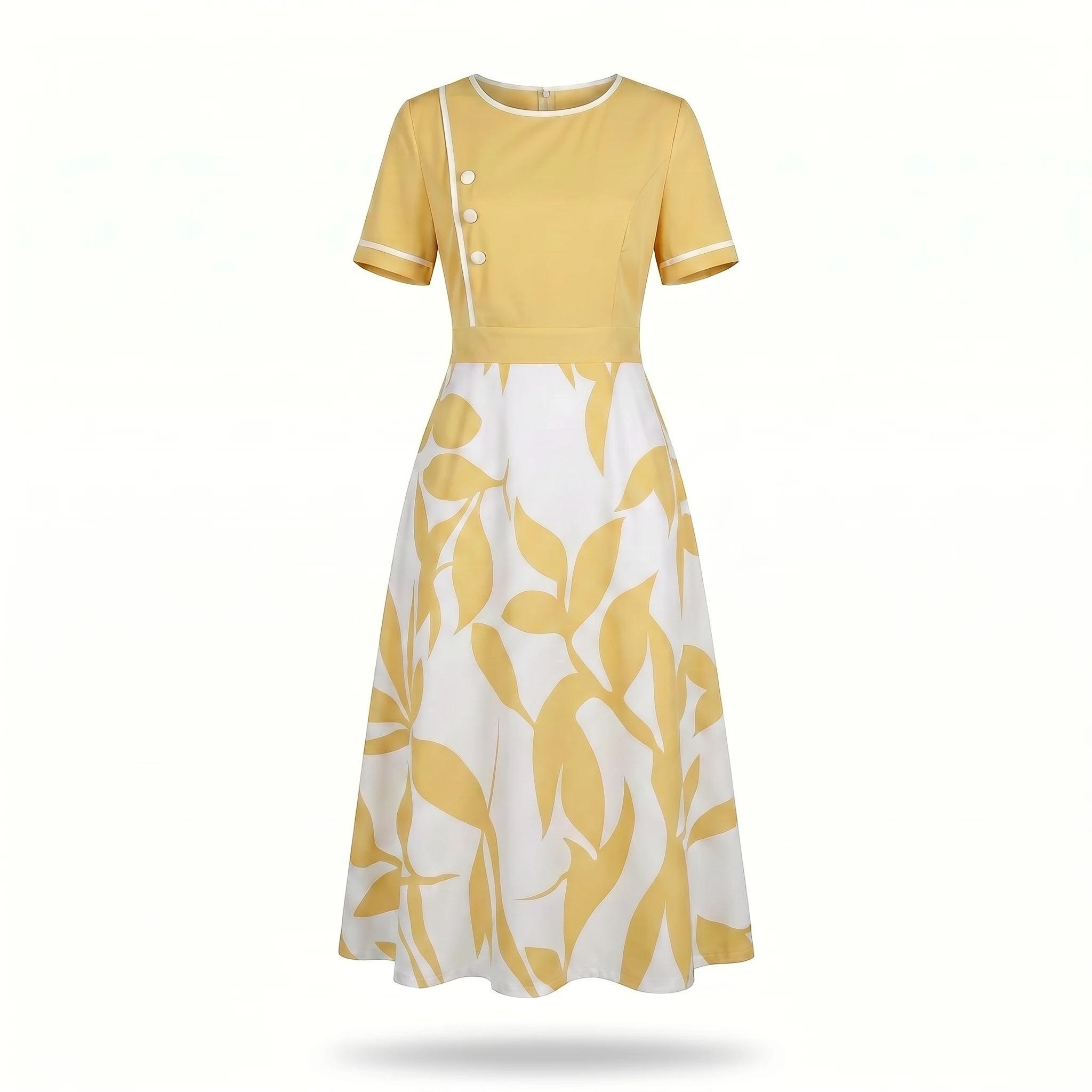 Botanical Contrast Midi Dress WHD0605144-LF2545
