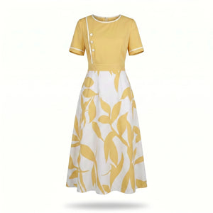 Botanical Contrast Midi Dress WHD0605144-LF2545