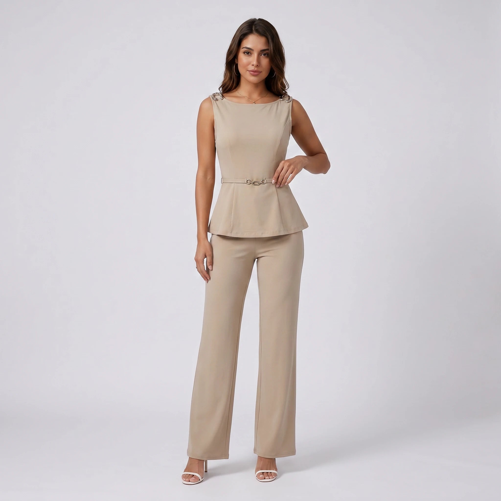 Ring Detail Wide Leg Set WHD0605146-LF2543