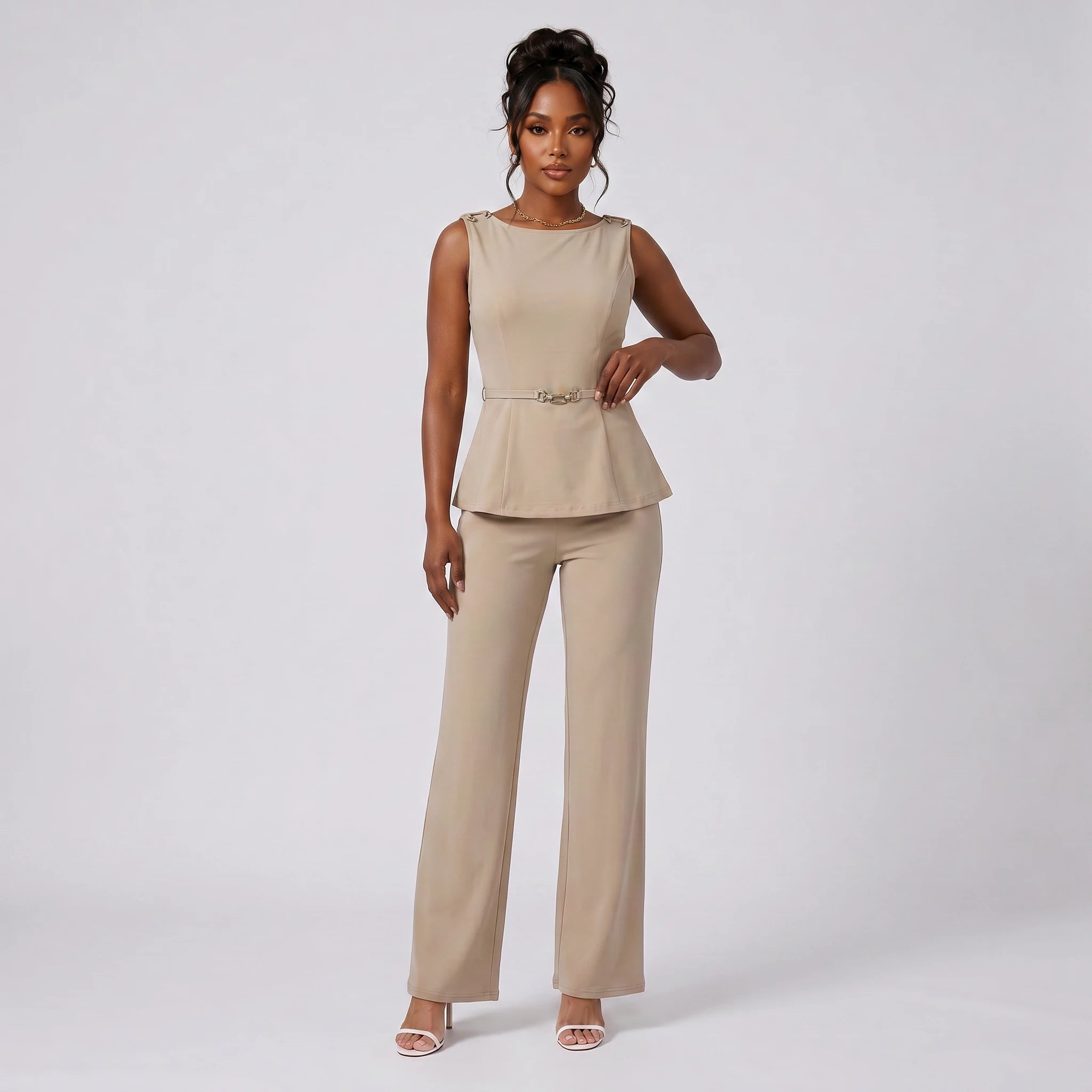 Ring Detail Wide Leg Set WHD0605146-LF2543