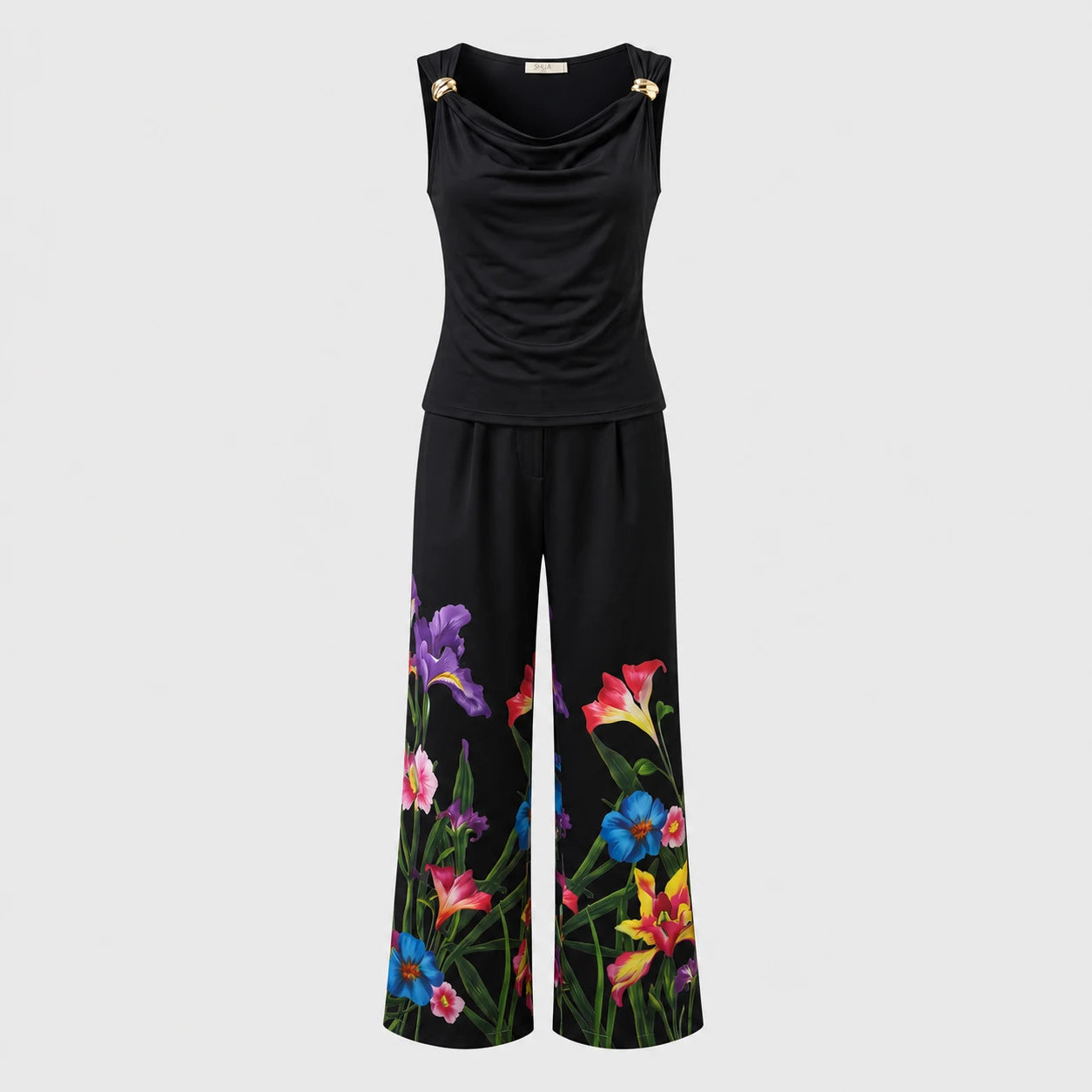 Floral Wide Leg Pants Set WHD0605147-LF2542