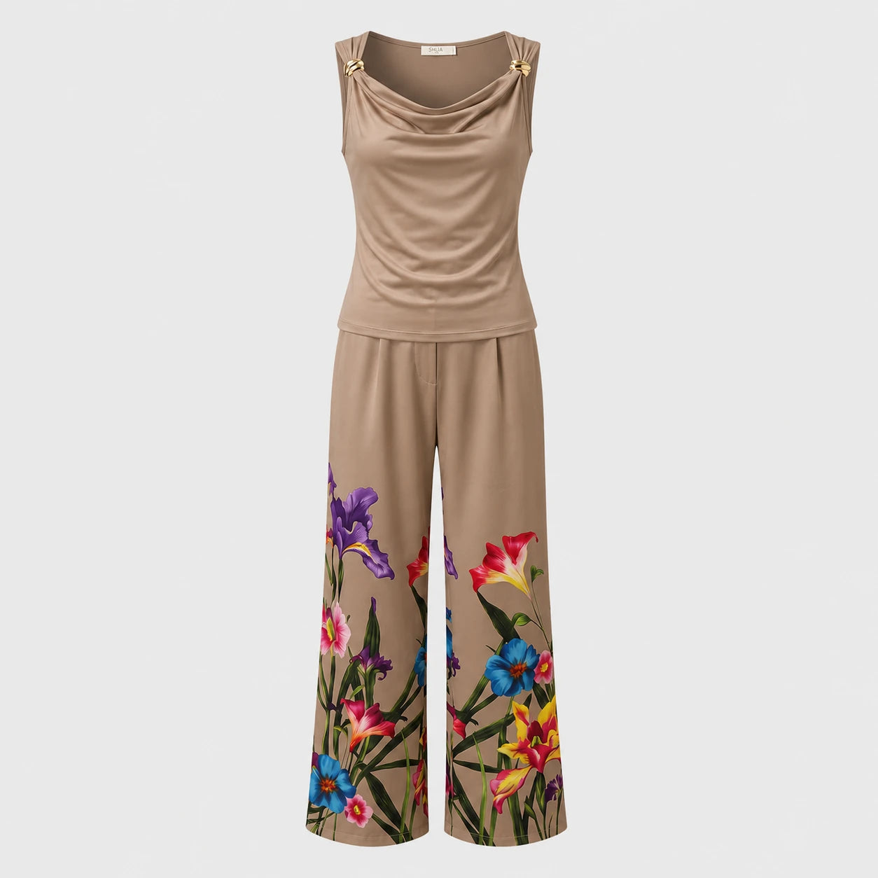 Floral Wide Leg Pants Set WHD0605147-LF2542