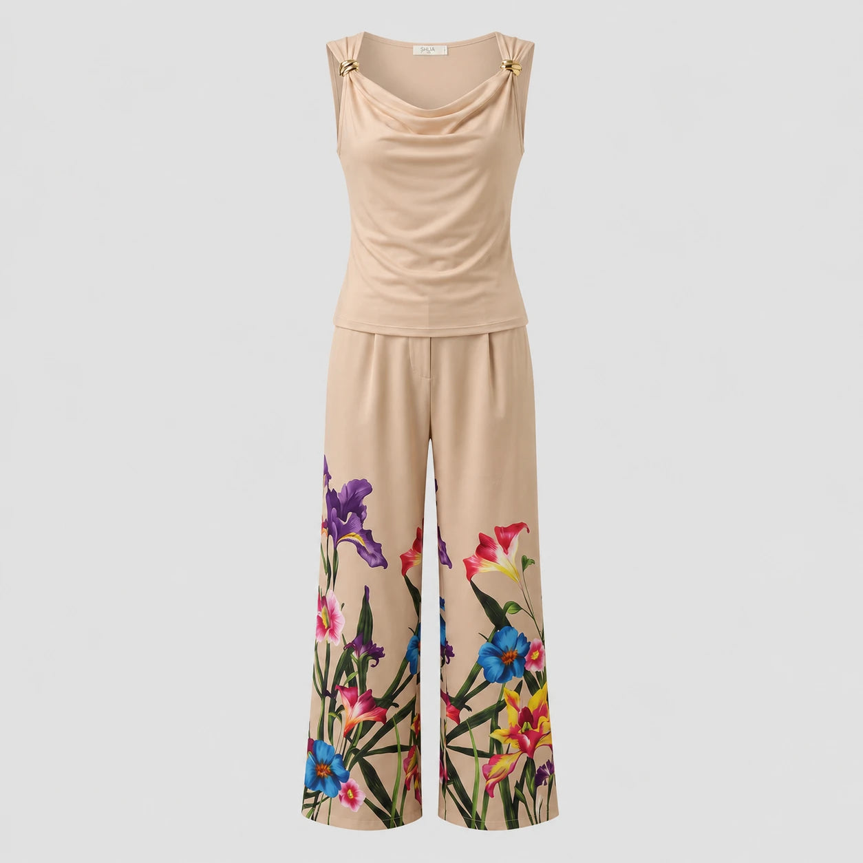 Floral Wide Leg Pants Set WHD0605147-LF2542