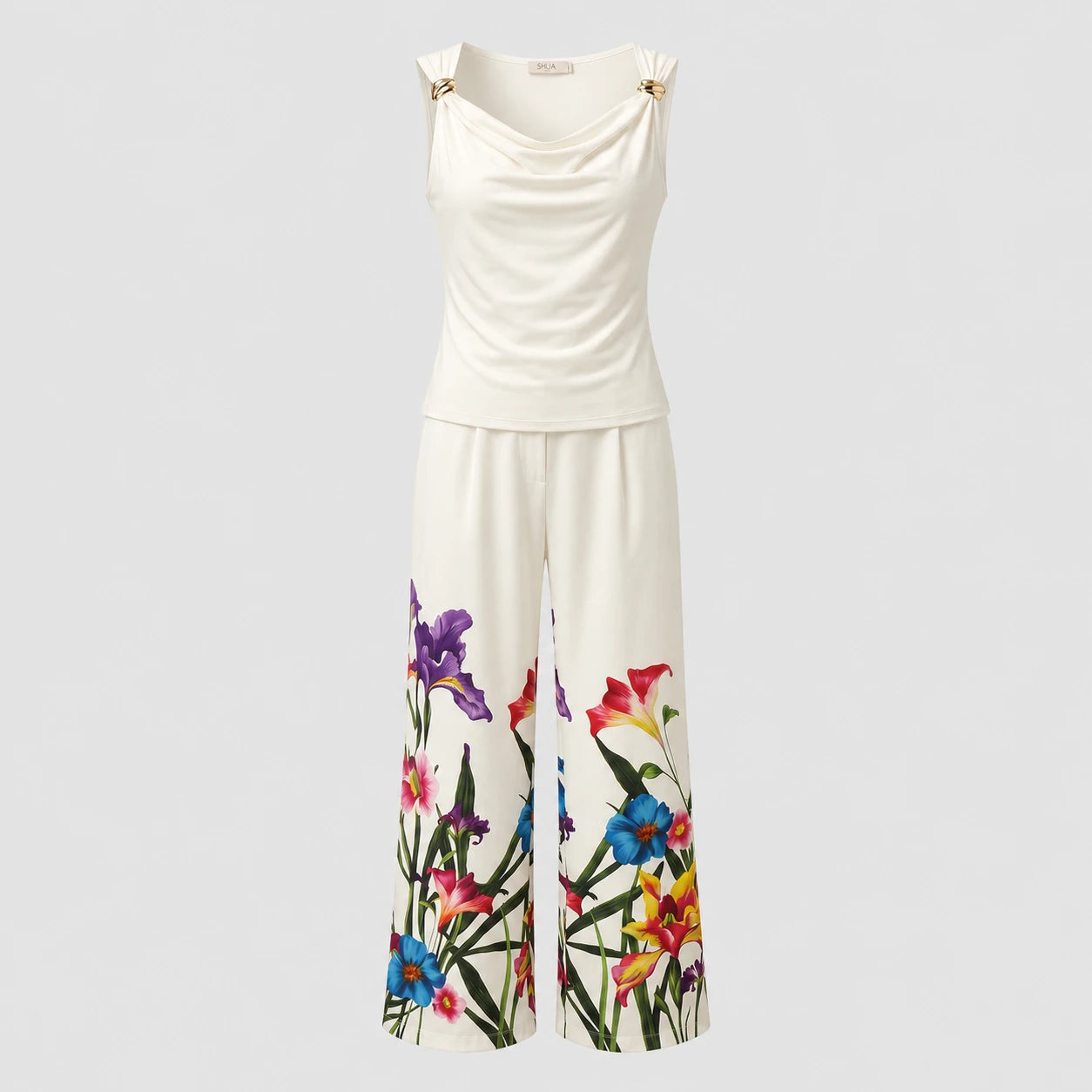 Floral Wide Leg Pants Set WHD0605147-LF2542