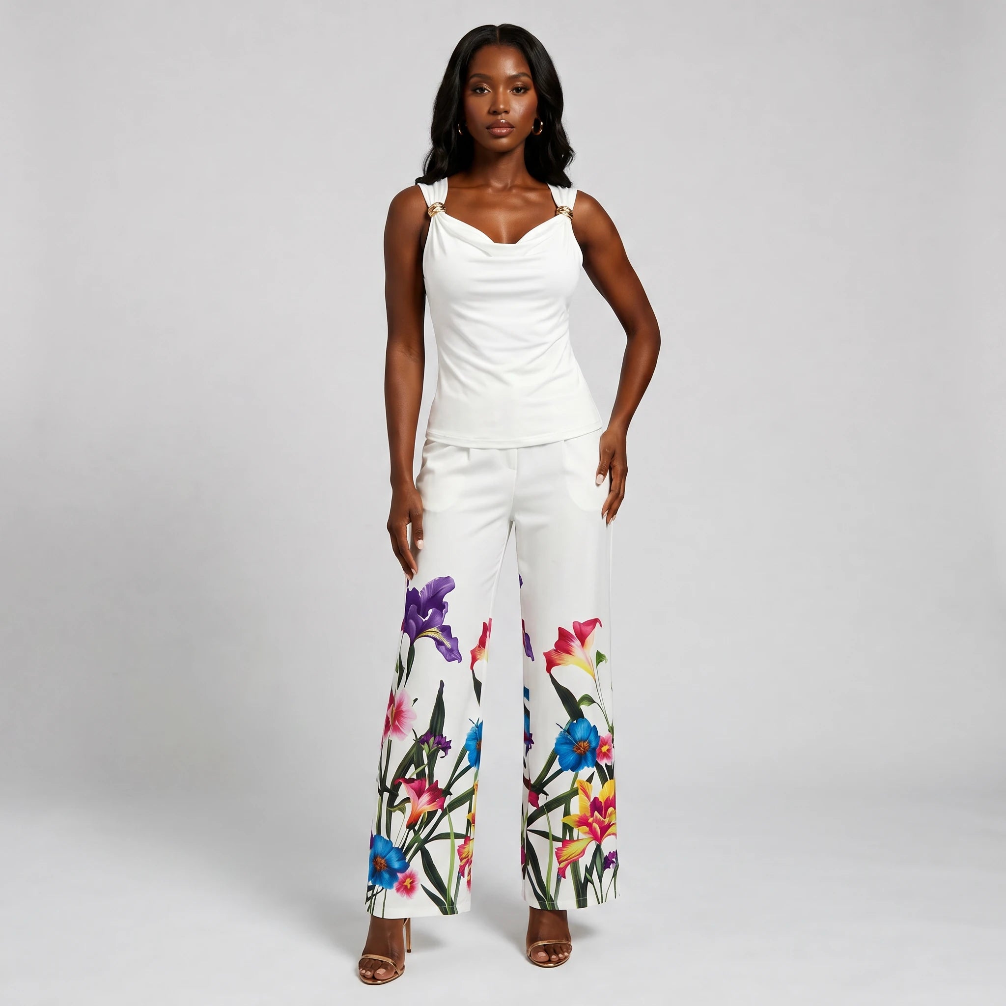 Floral Wide Leg Pants Set WHD0605147-LF2542