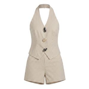 Striped Halter Shorts Set WHD0605152-S-250886