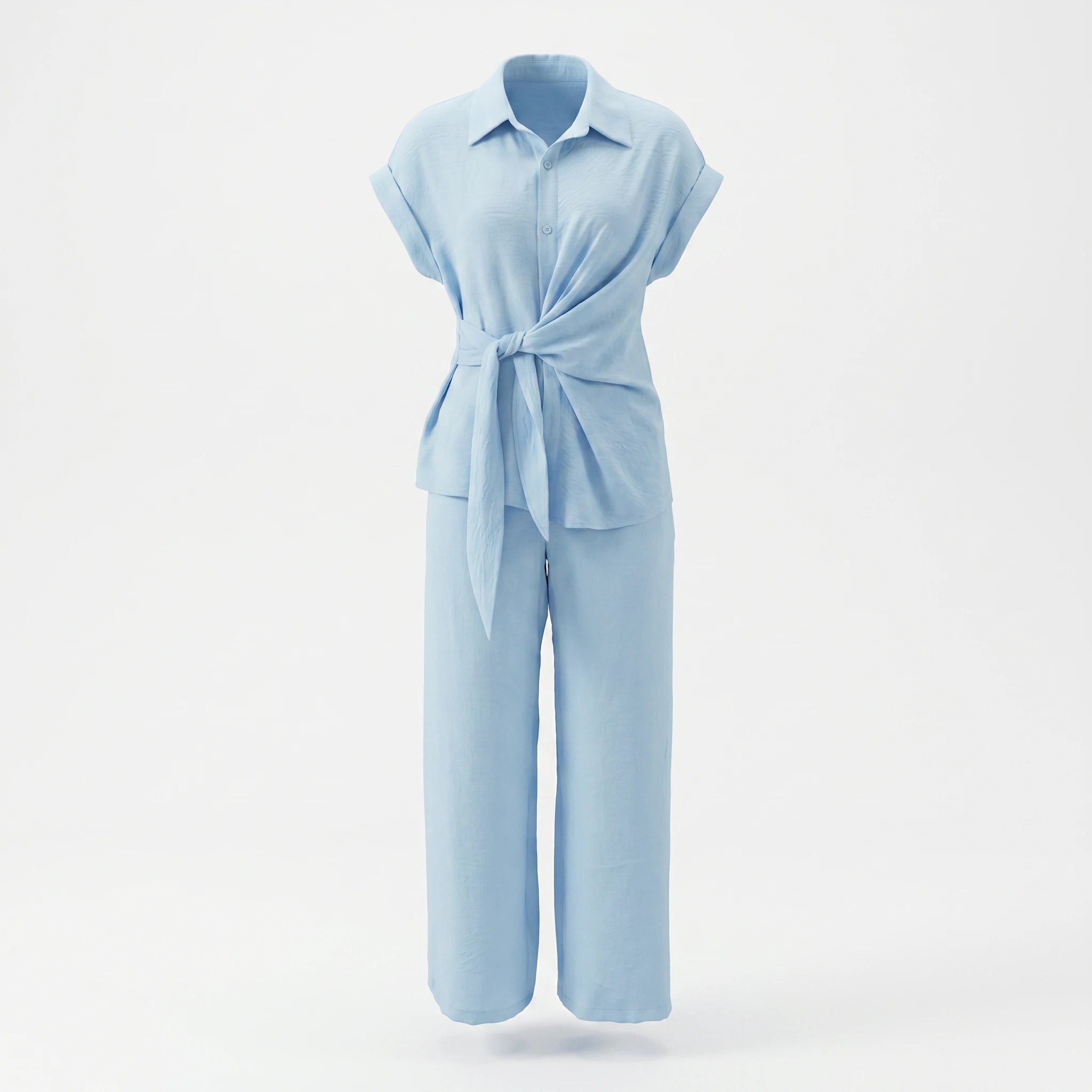 Knot Front Wide Leg Set WHD0605155-S-250992