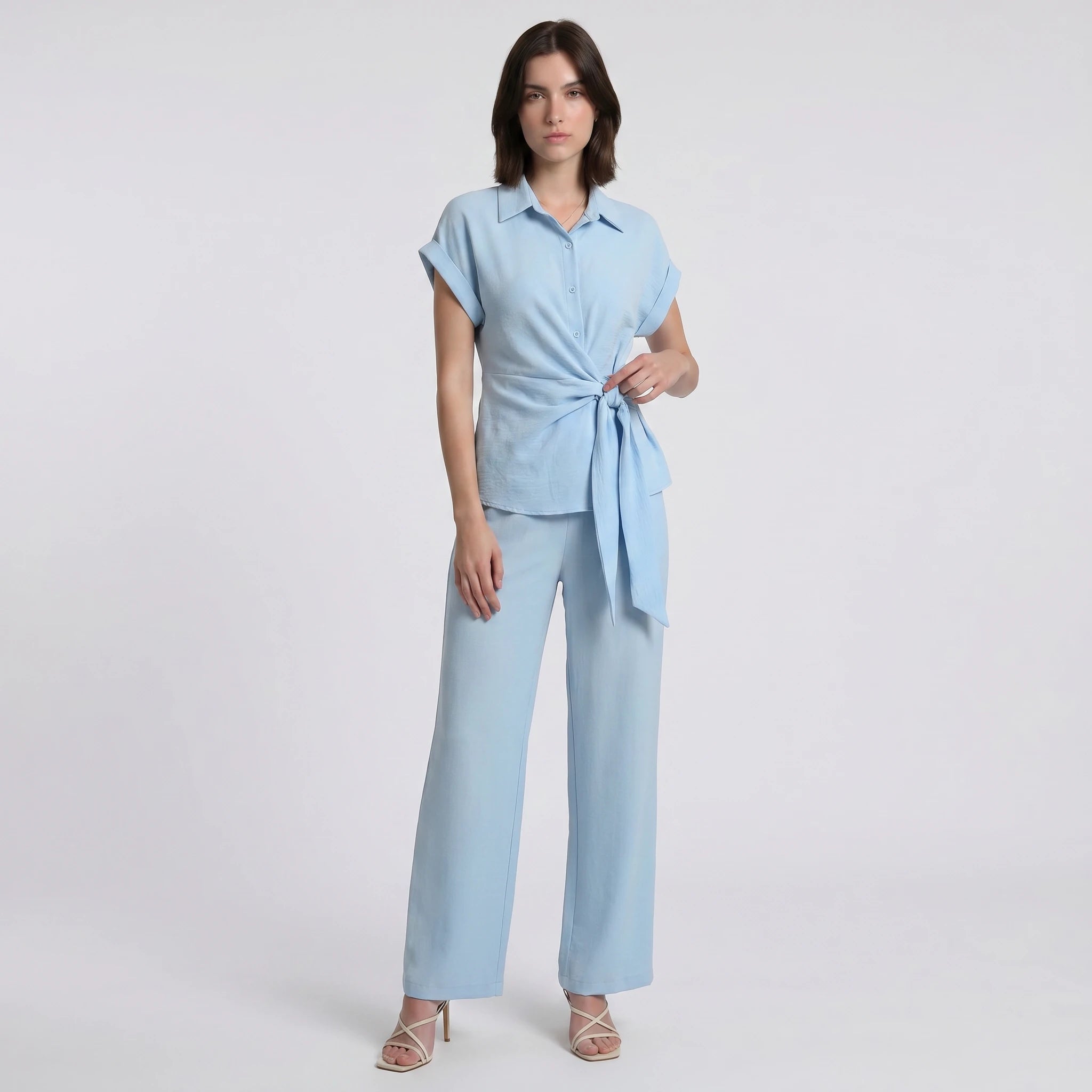 Knot Front Wide Leg Set WHD0605155-S-250992