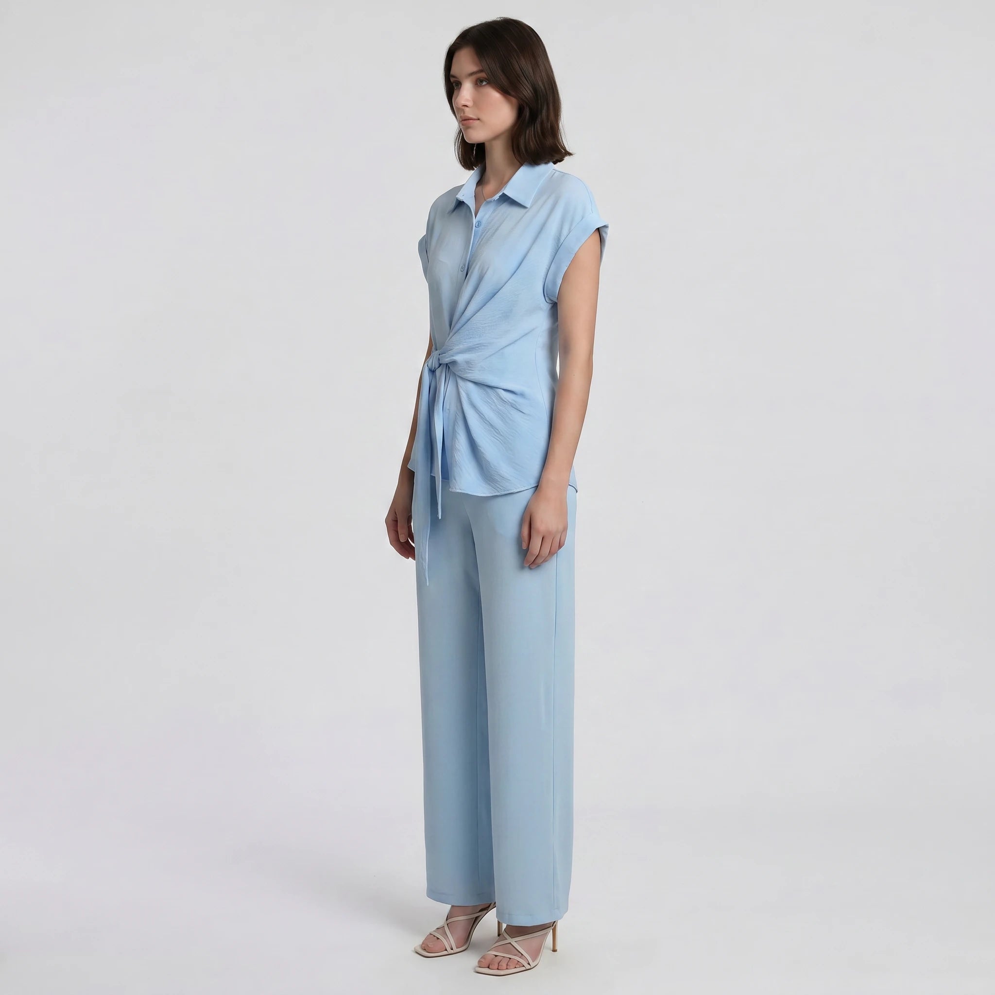 Knot Front Wide Leg Set WHD0605155-S-250992