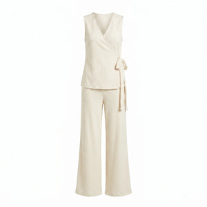 Tie-Waist Wide Leg Set WHD0605156-S-251074