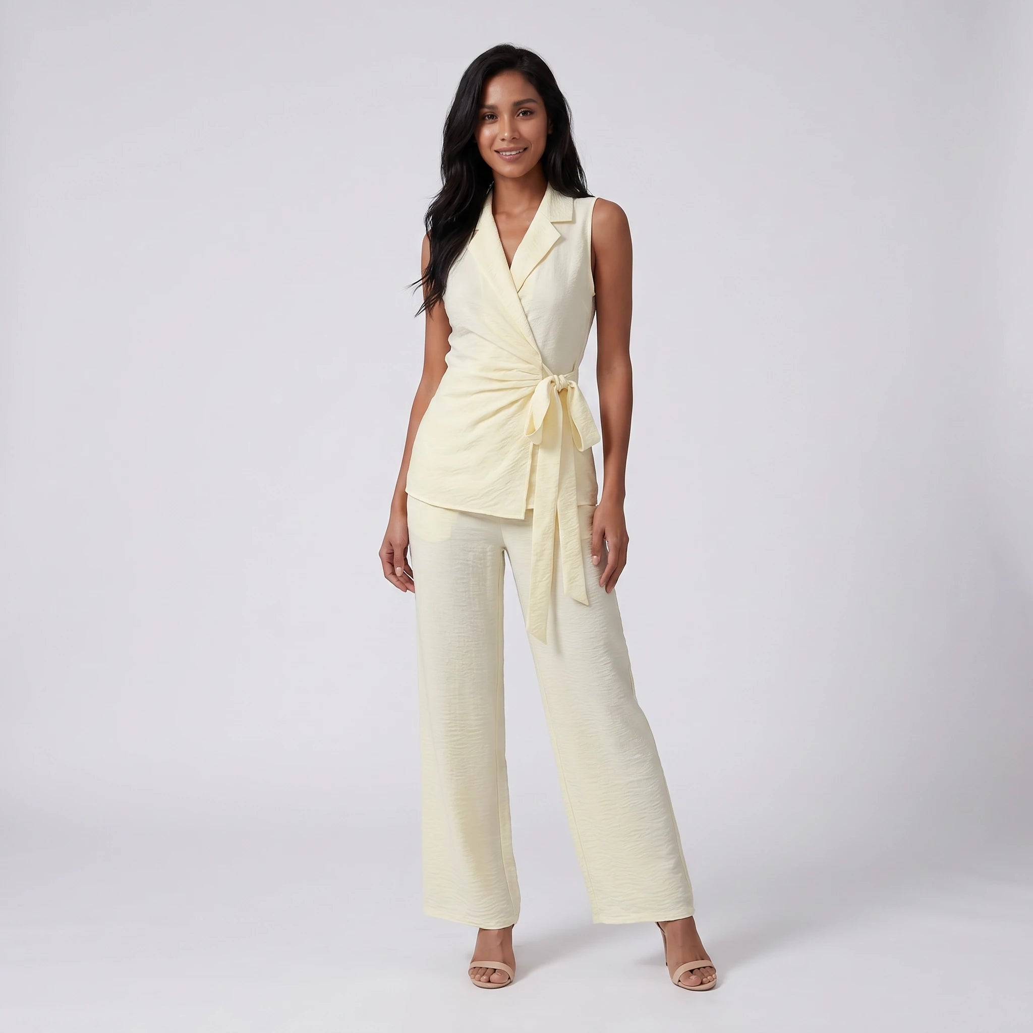 Tie-Waist Wide Leg Set WHD0605156-S-251074