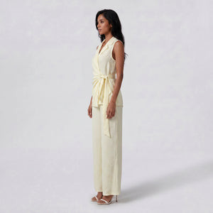 Tie-Waist Wide Leg Set WHD0605156-S-251074