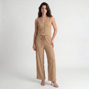 Textured V-Neck Pant Set WHD0605157-S-250968
