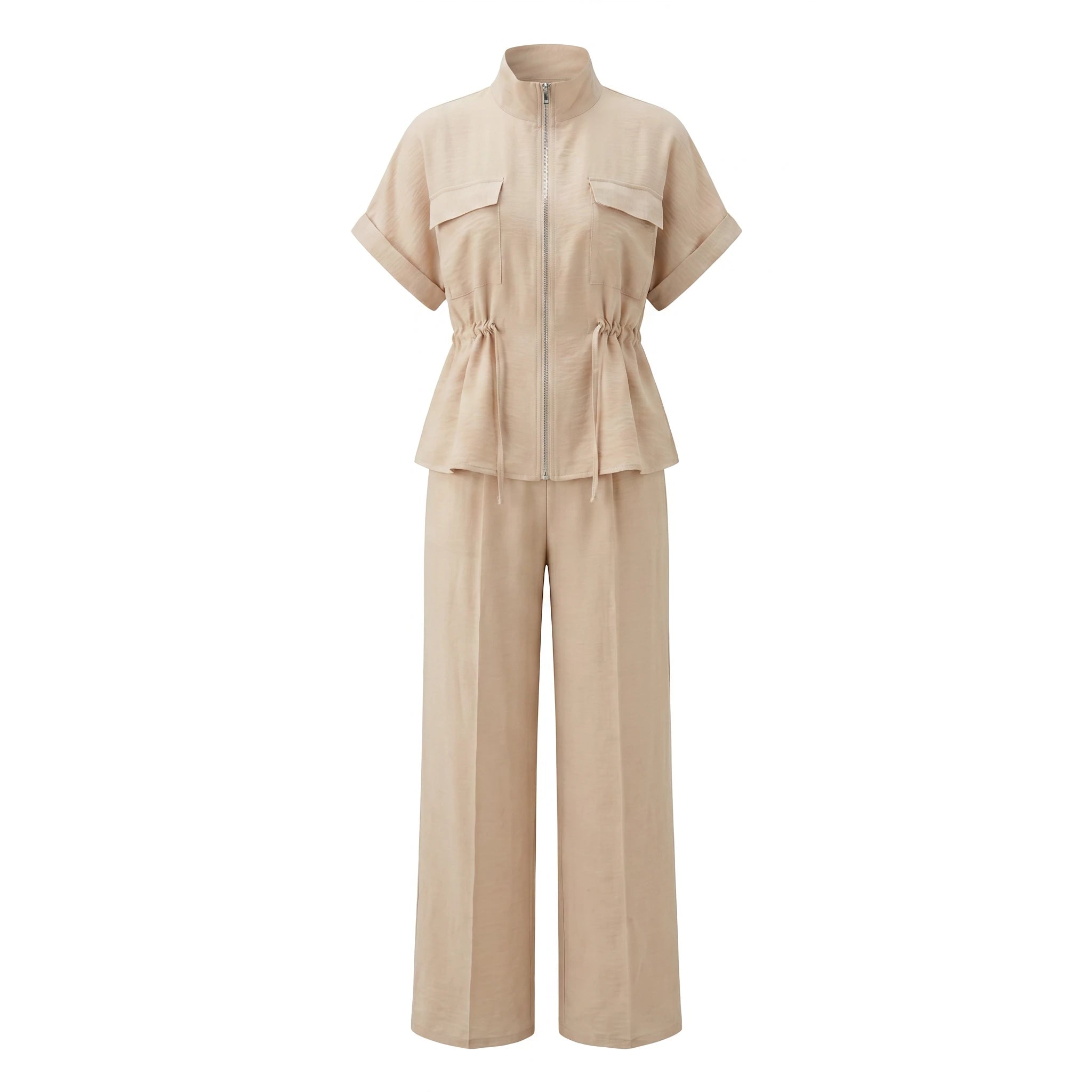 Zip Front Wide Leg Set WHD0605159-S-251127