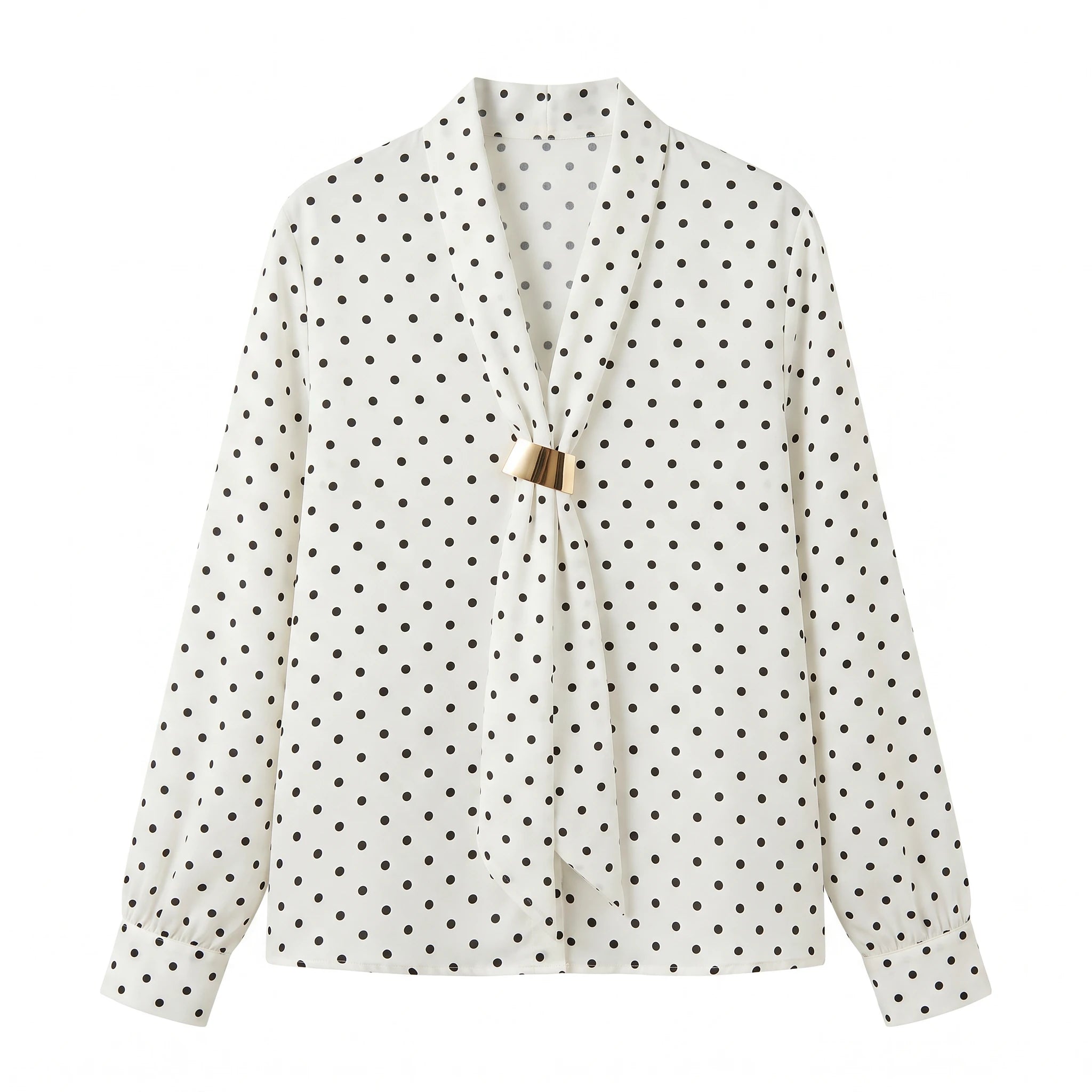 Polka Dot Scarf Blouse WHD0605163-S-251016