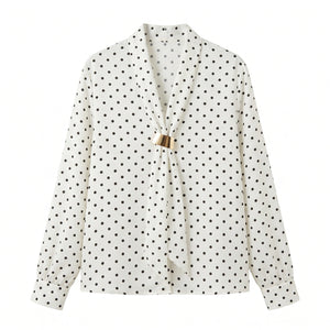 Polka Dot Scarf Blouse WHD0605163-S-251016