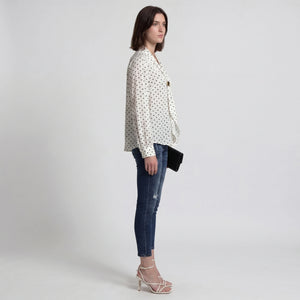 Polka Dot Scarf Blouse WHD0605163-S-251016