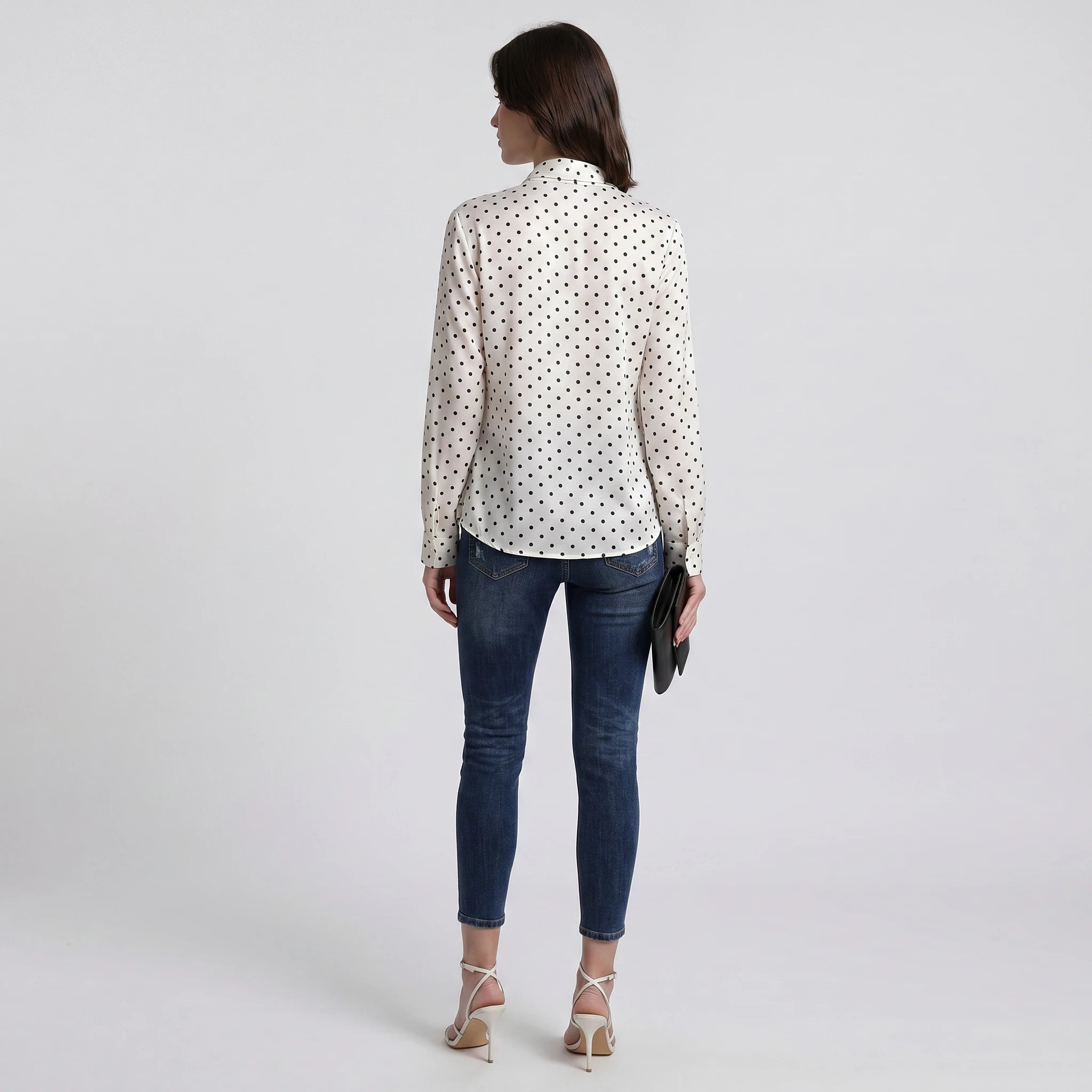Polka Dot Scarf Blouse WHD0605163-S-251016