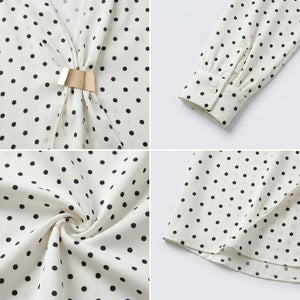 Polka Dot Scarf Blouse WHD0605163-S-251016
