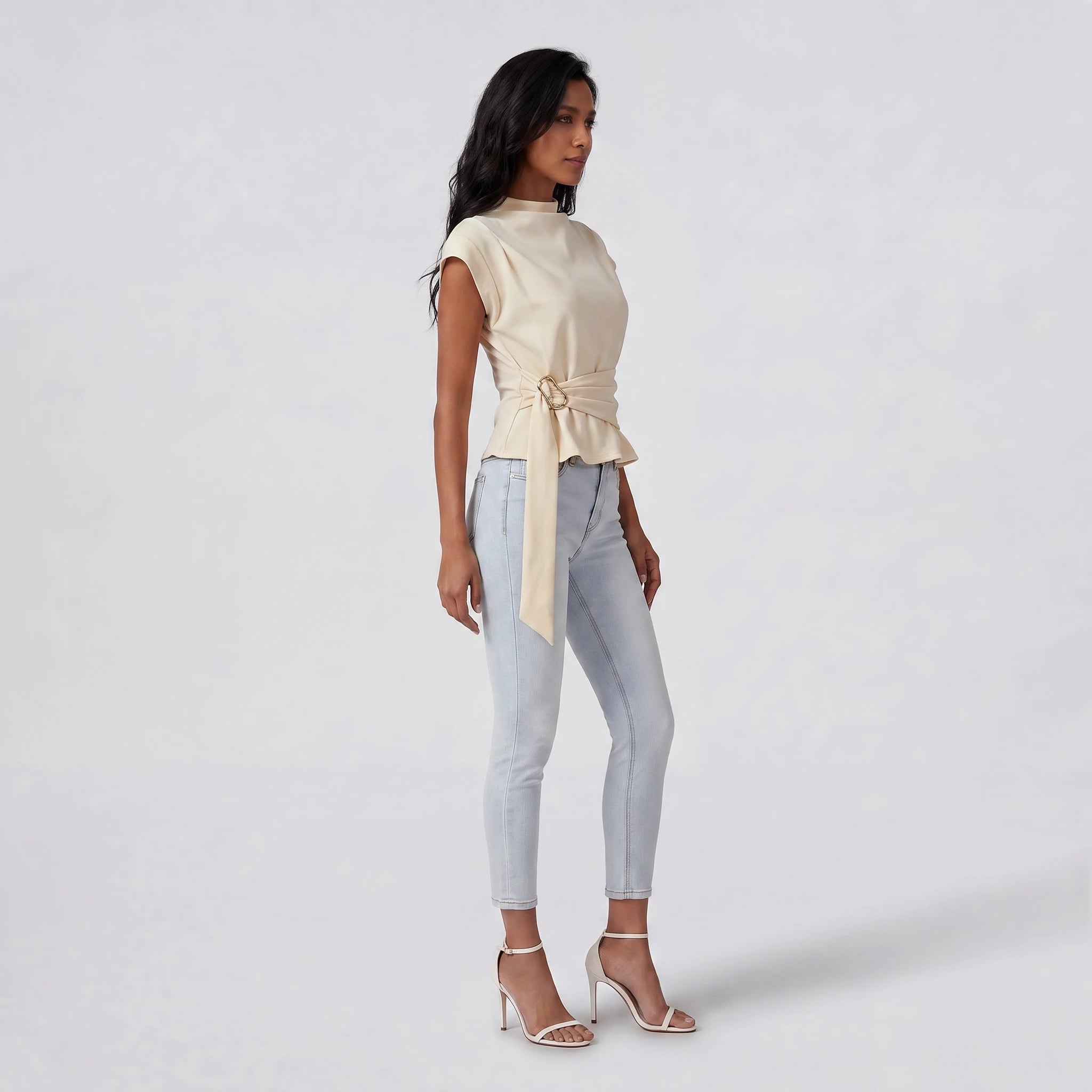 Wrap Waist Buckle Top WHD0605166-S-251239