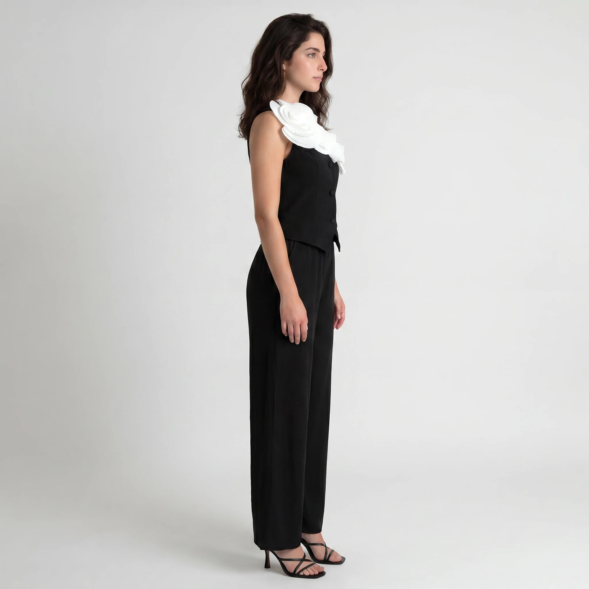 Pleated Flower Wide Leg Set WHD0605167-S-250831