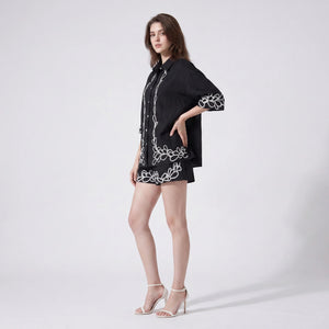 Embroidered Shirt Shorts Set WHD0605168-S-2506114