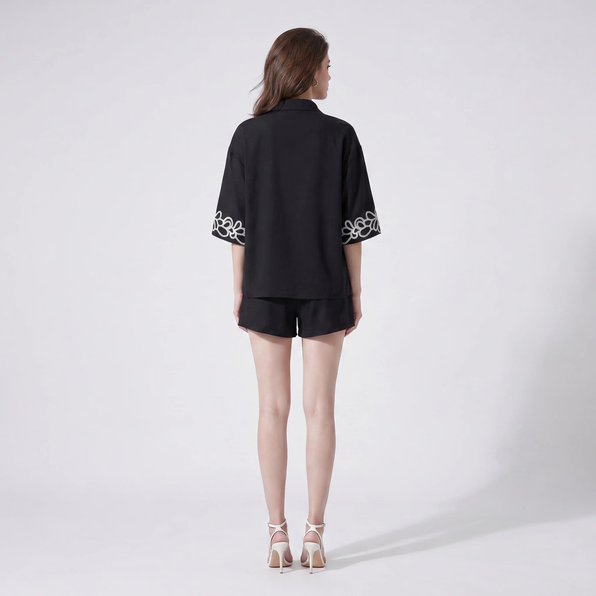 Embroidered Shirt Shorts Set WHD0605168-S-2506114