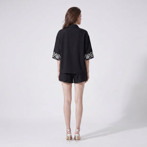 Embroidered Shirt Shorts Set WHD0605168-S-2506114