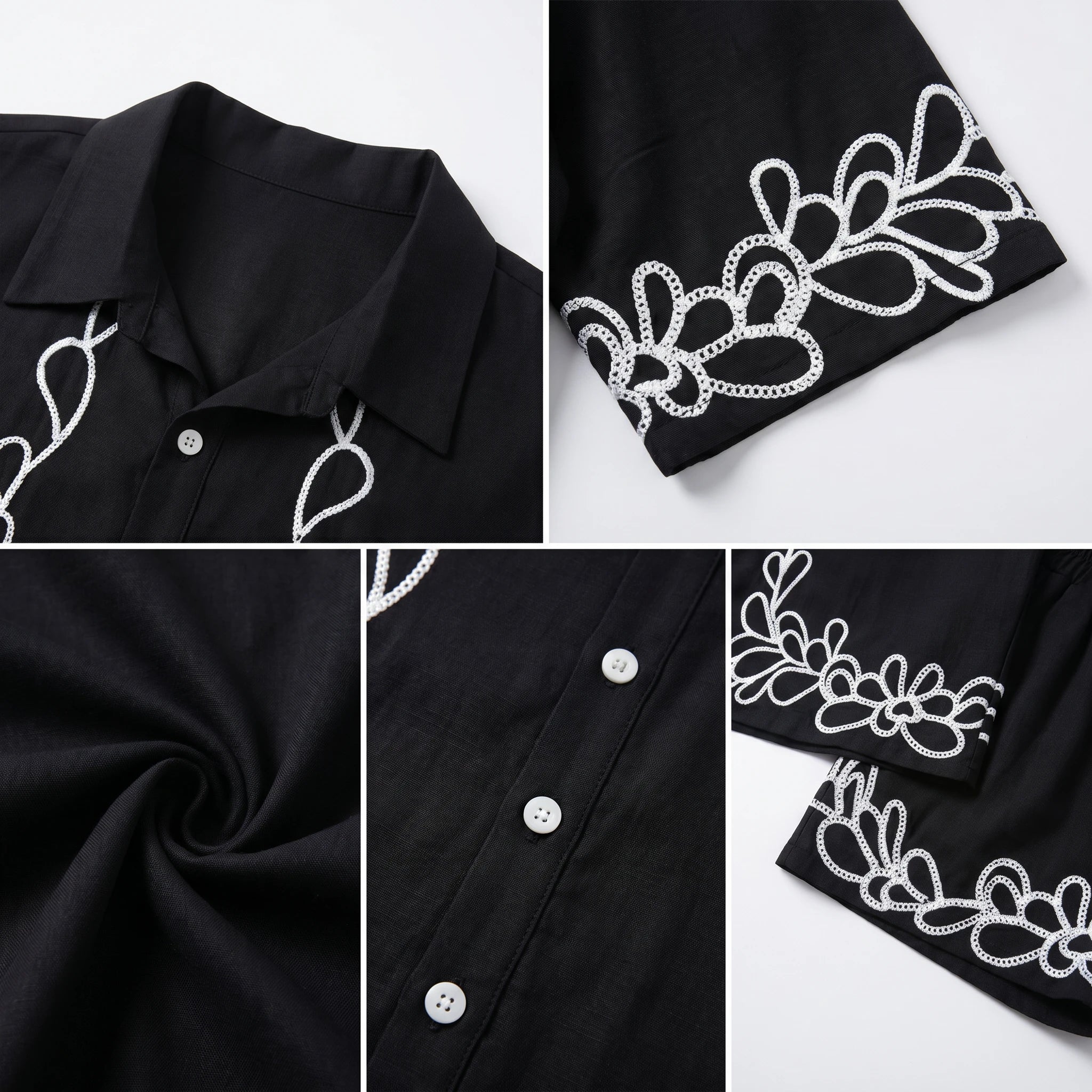 Embroidered Shirt Shorts Set WHD0605168-S-2506114