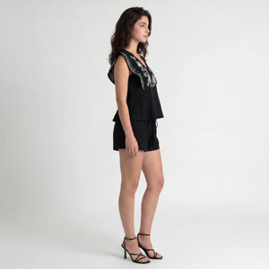 Embroidered Ruffle Shorts Set WHD0605169-S-2506121