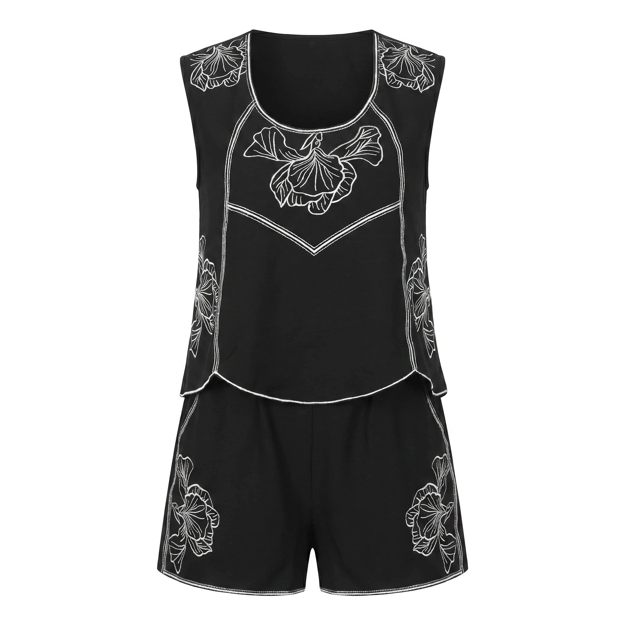 Embroidered Tank Shorts Set WHD0605170-206101