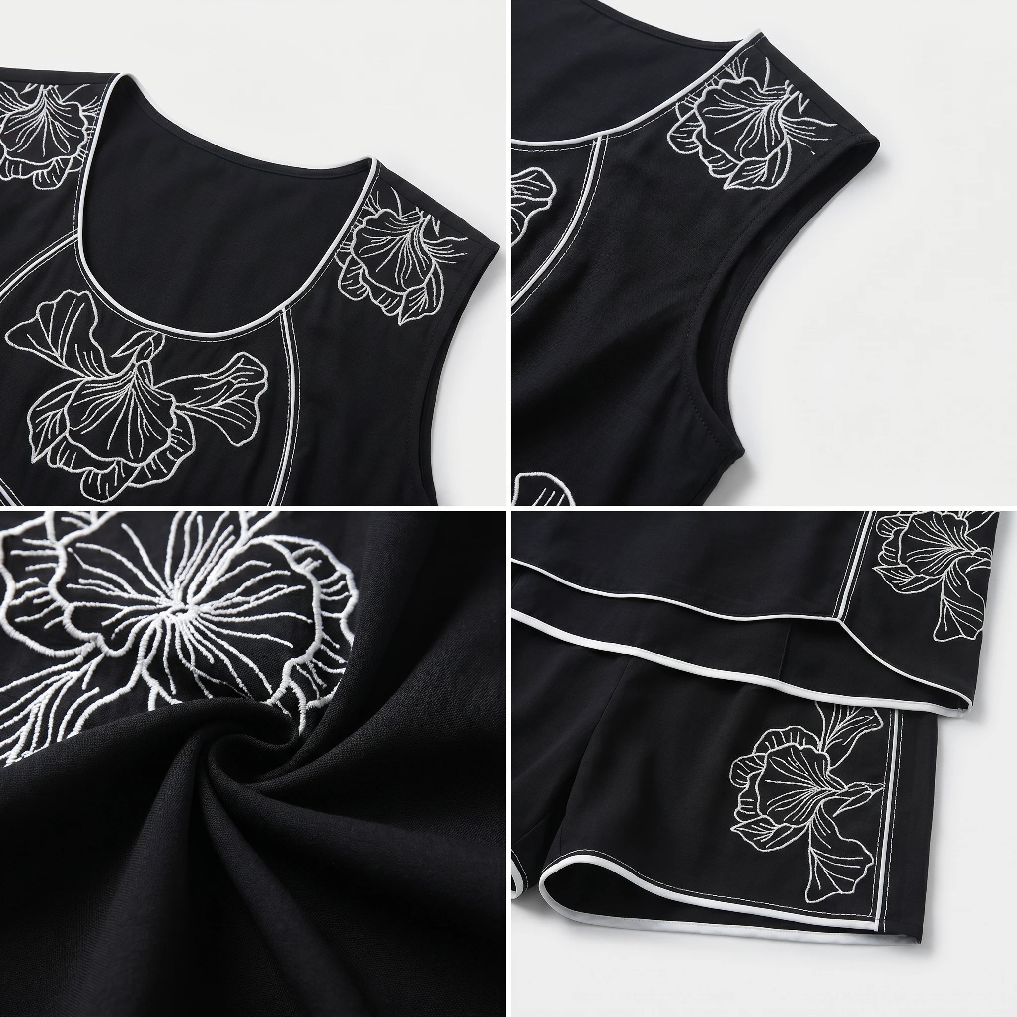 Embroidered Tank Shorts Set WHD0605170-206101