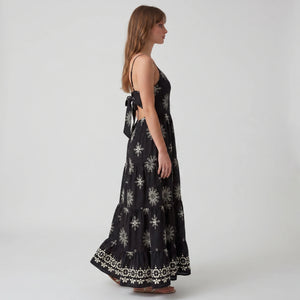 Embroidered Tie-Back Maxi Dress WHD0605171-S-250724