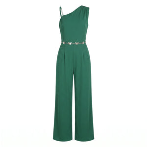One-Shoulder Butterfly Chain Jumpsuit WHD0605174-S-250225