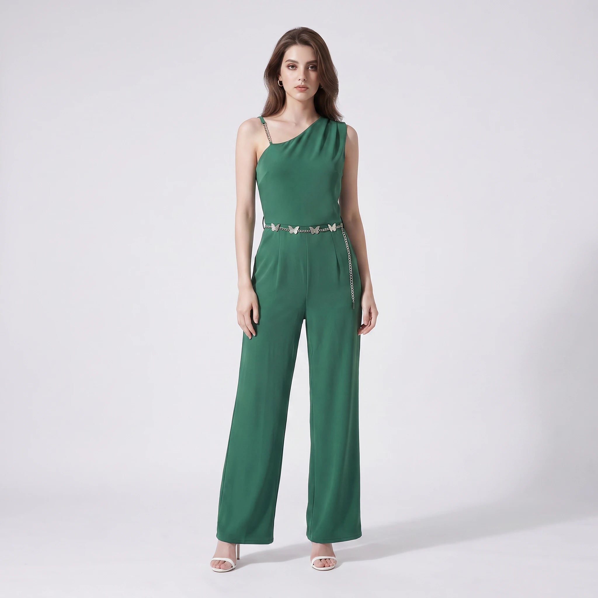 One-Shoulder Butterfly Chain Jumpsuit WHD0605174-S-250225