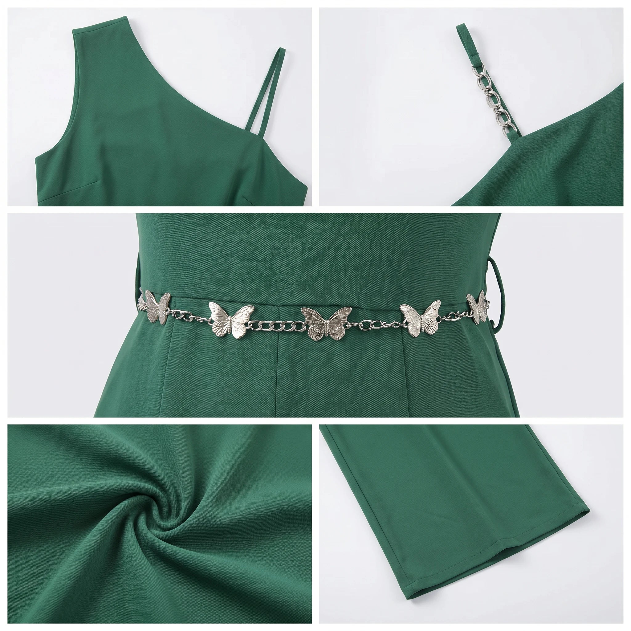 One-Shoulder Butterfly Chain Jumpsuit WHD0605174-S-250225