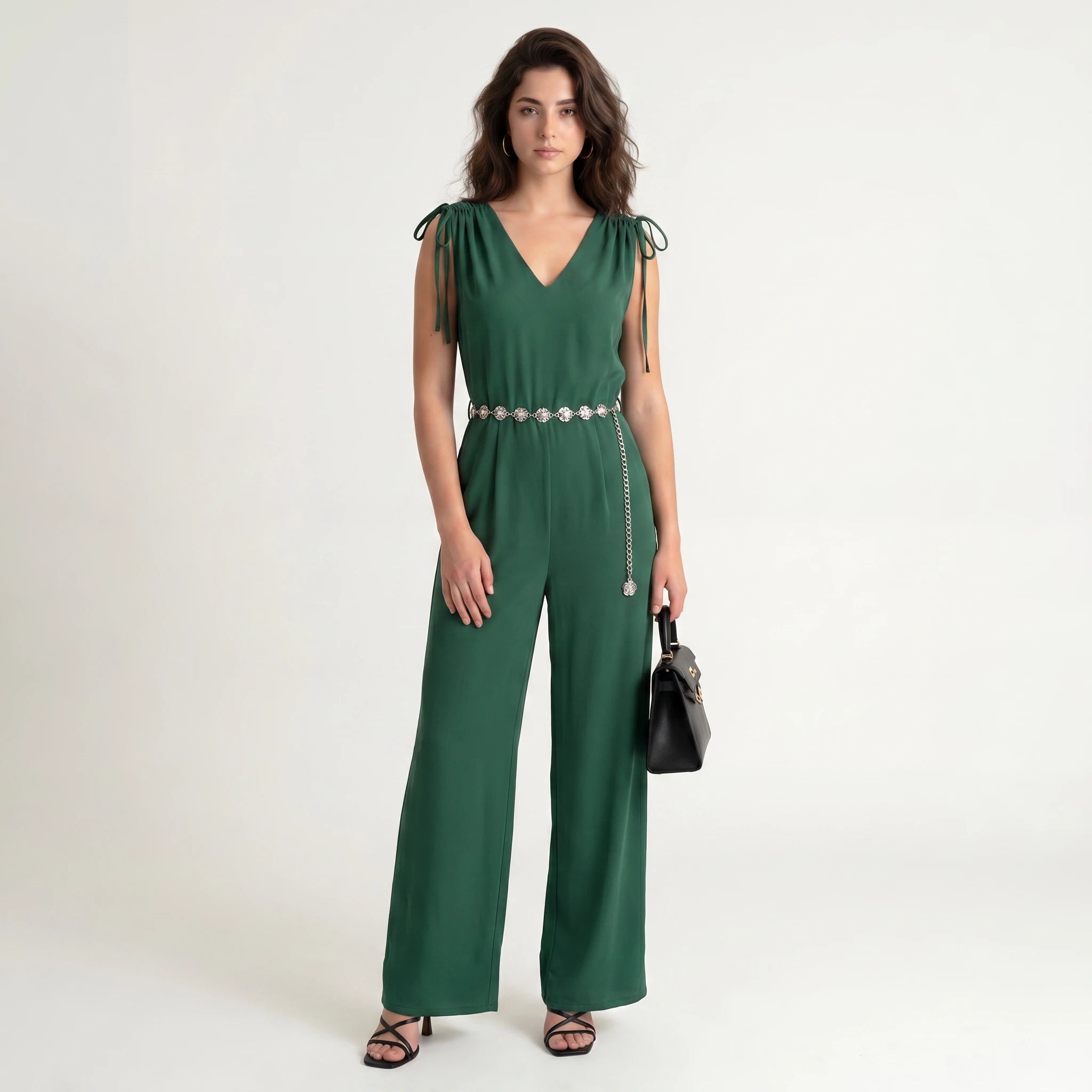 Tie-Shoulder Wide Leg Jumpsuit WHD0605175-S-250223