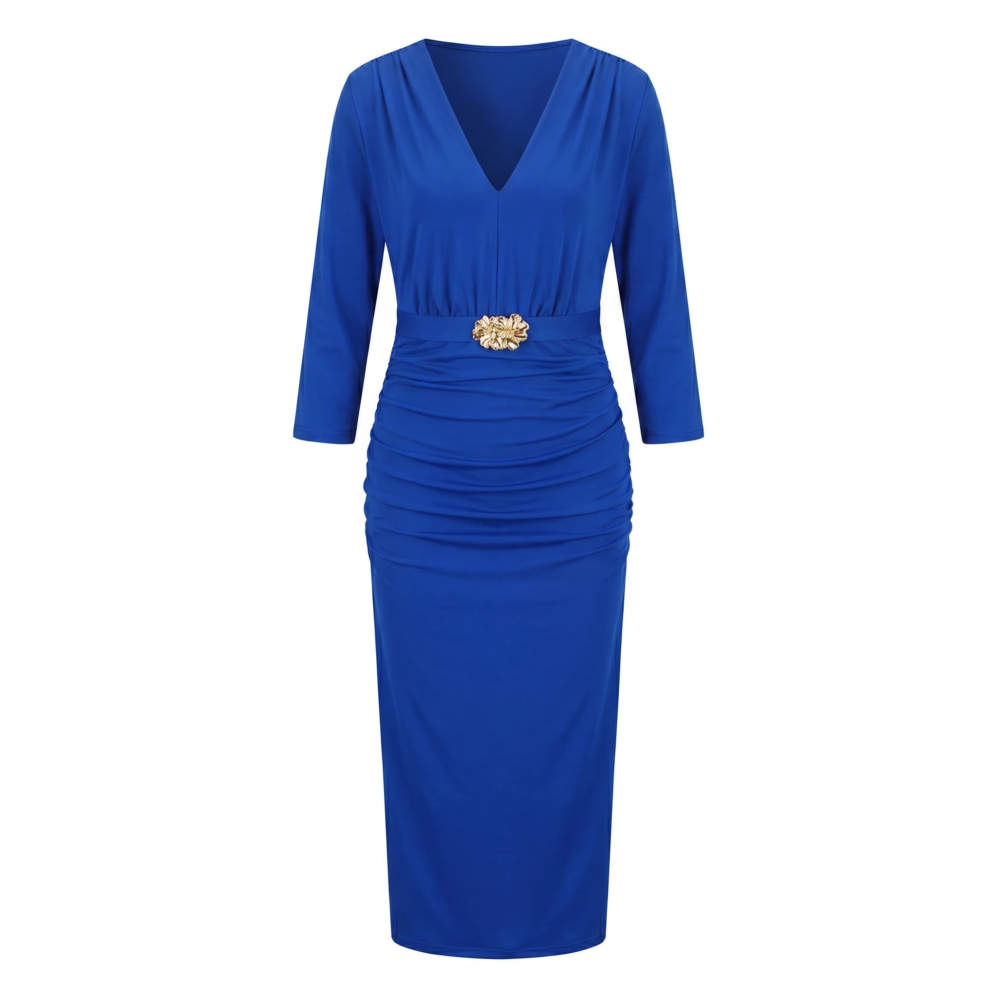 Ruched V-Neck Maxi Dress WHD0605176-S-2510128
