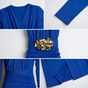 Ruched V-Neck Maxi Dress WHD0605176-S-2510128