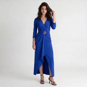 Ruched V-Neck Midi Dress WHD0605177-S-2510130