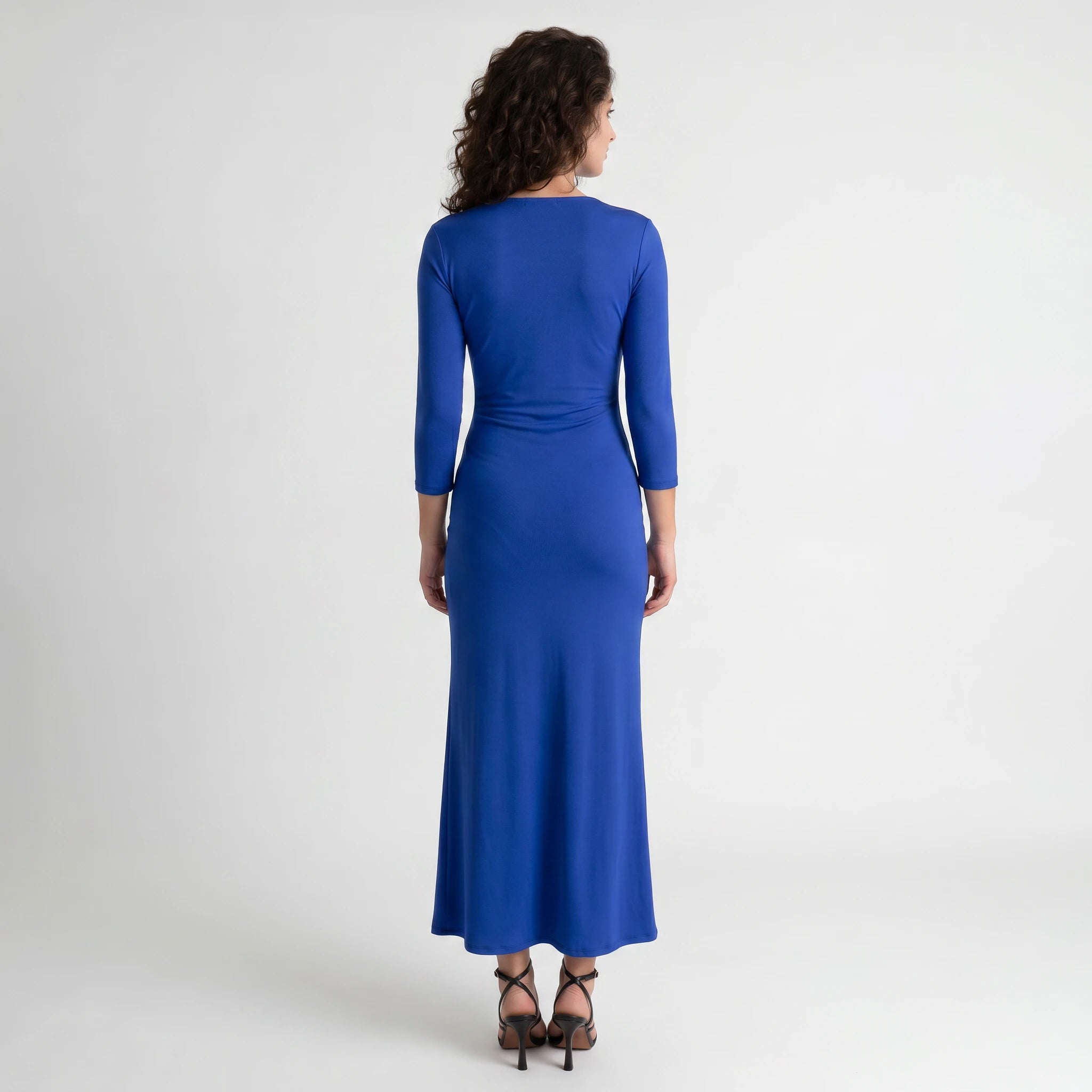 Ruched V-Neck Midi Dress WHD0605177-S-2510130
